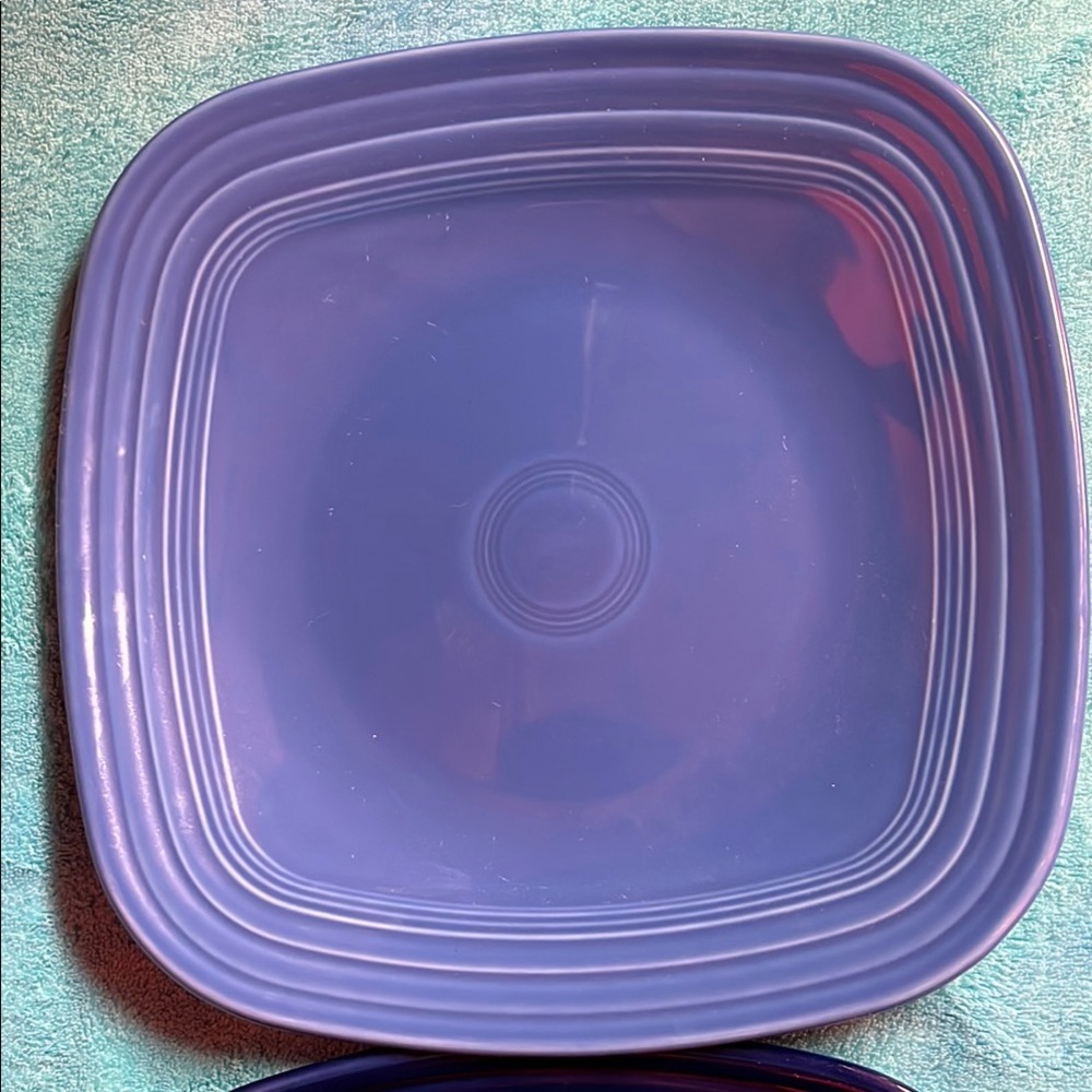 Fiesta Blue Dinnerware Set with Concentric Ring Design 2piece - Picture 2 of 9